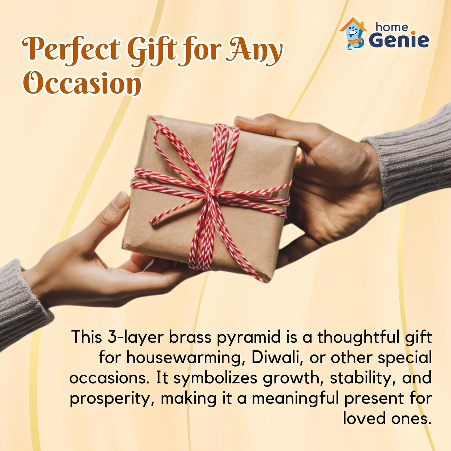 Home Genie 3 Layer Brass Pyramid for Vastu Correction, Positive Energy, and Home D&eacute;cor &ndash; Handmade Spiritual Tool (3X3Cm) image number 3