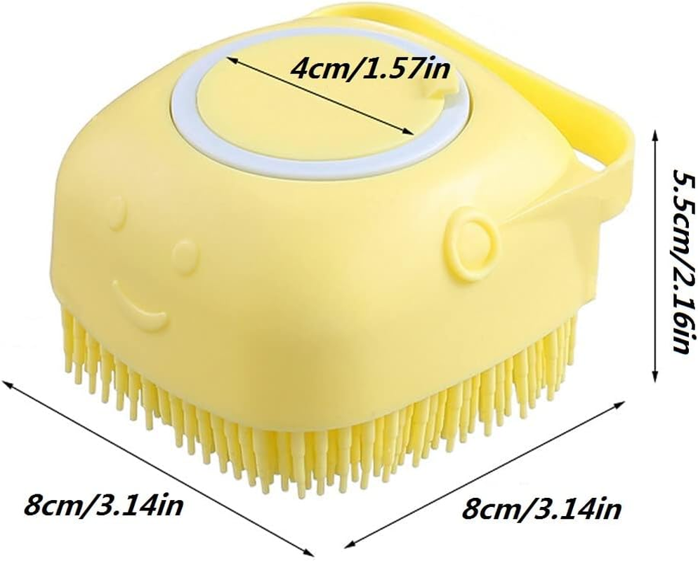 KOMUNJ Dog Cat Bath Brush, Pet Grooming Soothe Massage Brush, with Shampoo Dispenser Soft Silicone Bristle, for Short Haired Dogs Cats Shower image number 3