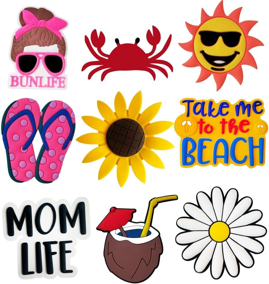 Mcmioeat 9Pcs Bogg Bag Accessories,Bogg Bag Charms Beach Tote Bag Rubber Beach Bag, Decoration Charms for Girls Women, Rubber image number 2