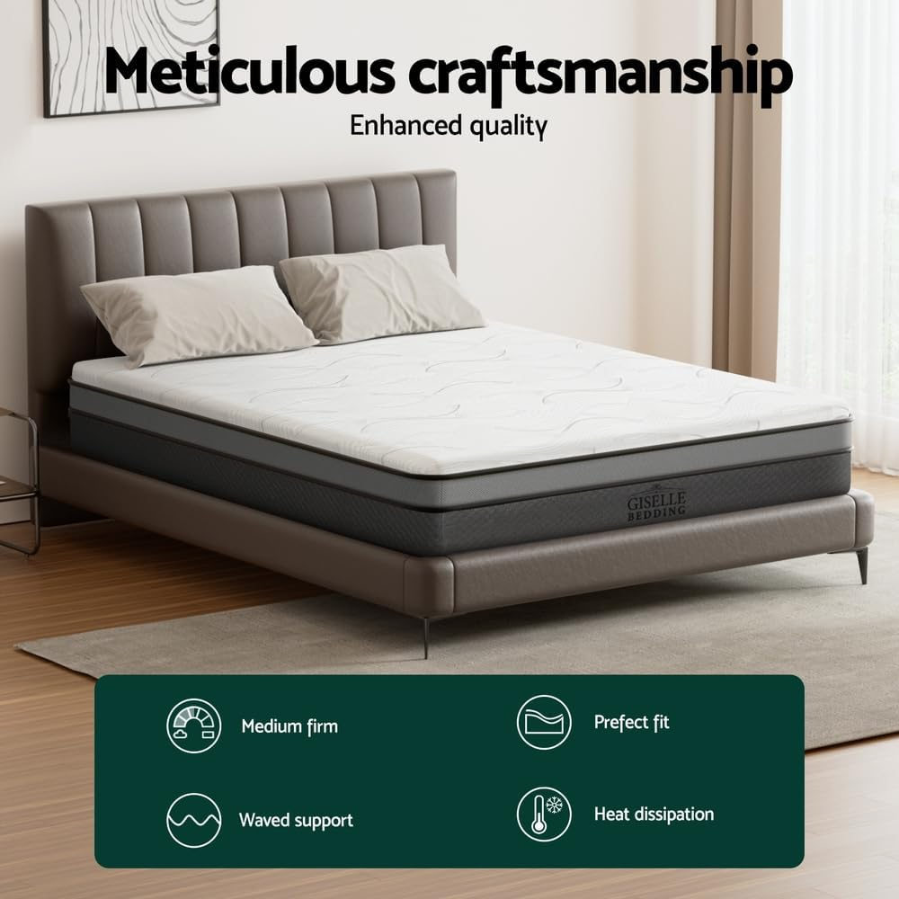 Giselle Bedding 25Cm Thick Double Memory Foam Mattress Topper, Foldable Bed Mattresses Toppers Protector Cool Gel Cover Non Spring Sleeping Mat Home Bedroom, Removable Washable White image number 4