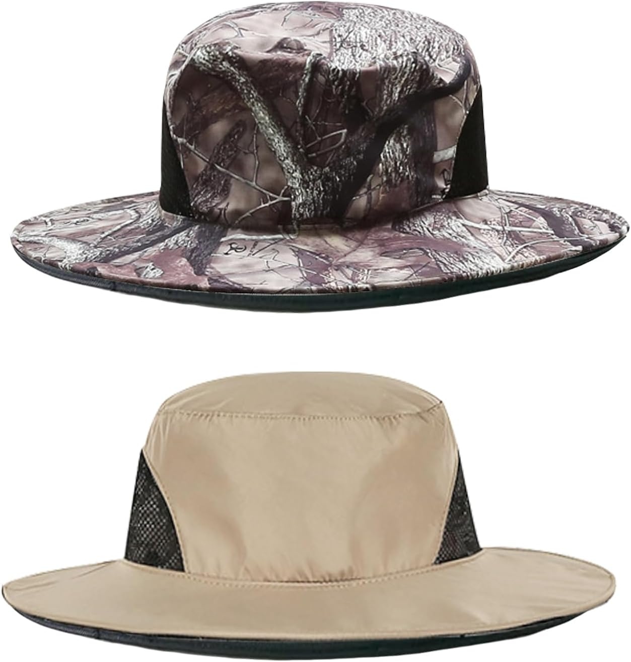 T Tersely 2 Pack Mosquito Head Net Hat,Breathable Outdoor Sun Hat Bucket Hat with Hidden Net Mesh Mask,360-Degree Protection Bug Net Cap