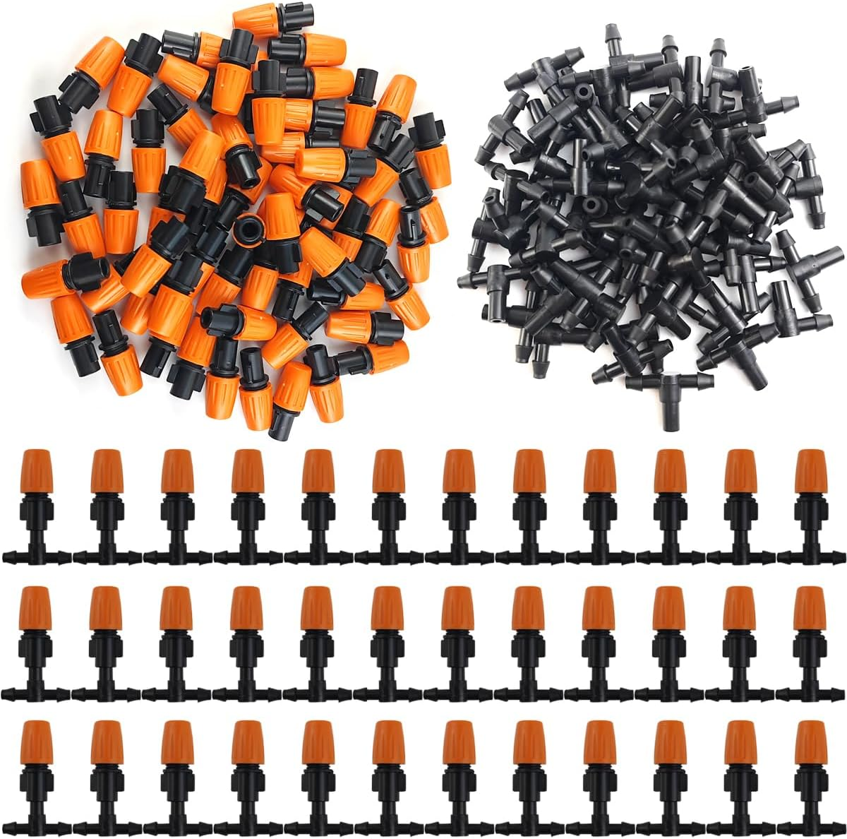 GXXMEI 80Pcs/Set Micro Spray Adjustable Flow Irrigation Drippers, 1/4 Inch Garden Adjustable Sprinkler Drip Irrigation Mister Heads with 3 Tee Irrigation Misting Drip Kit (40Pairs) image number 1