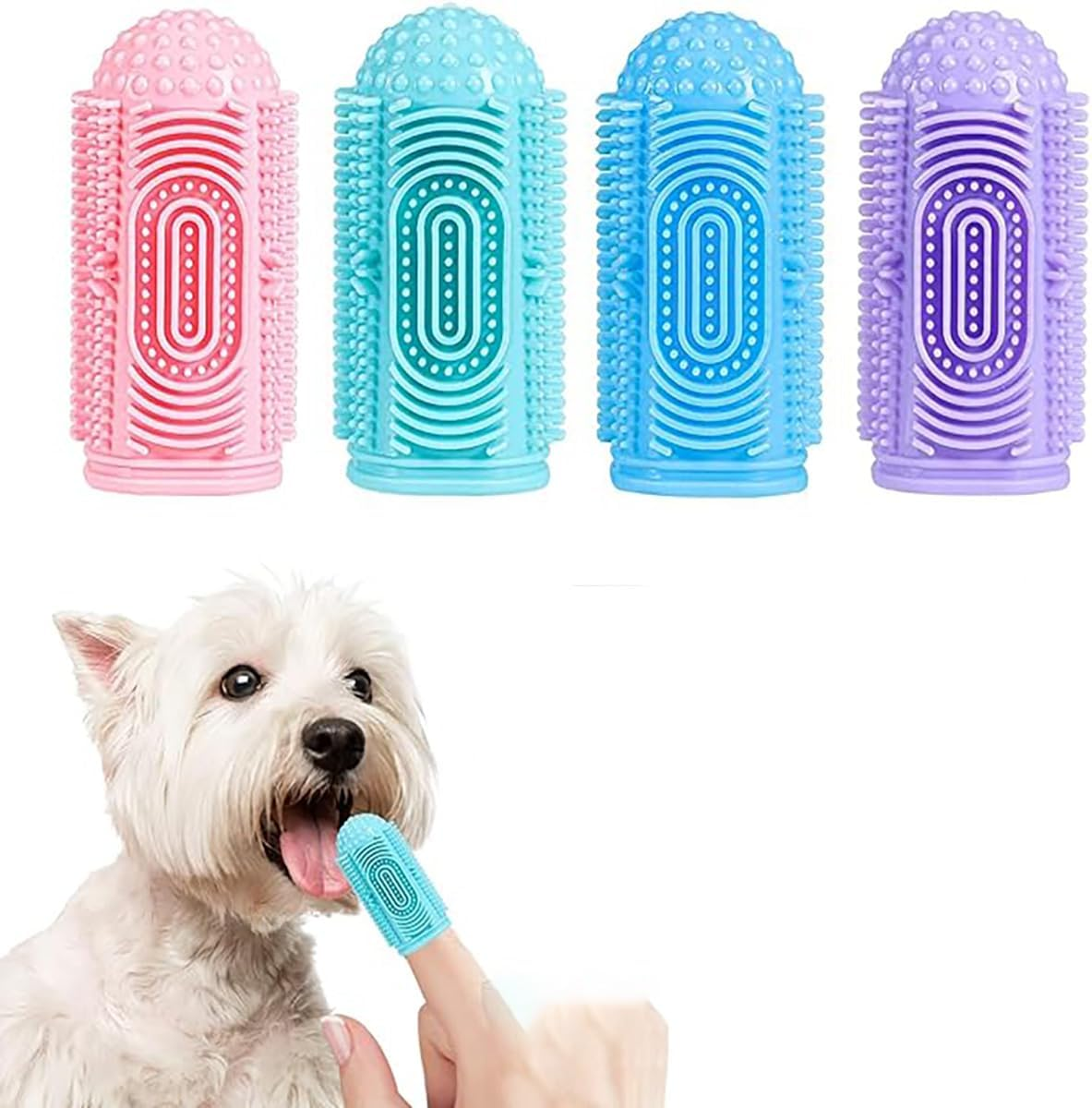 ZANZER Toothbrush Dog Tooth Brushing Kit 4Pack Dog Finger Toothbrush for Dog Teeth Cleaning&Dog Dental Care,Cat Toothbrush Dog Tooth Brush Puppy Toothbrush Pet Toothbrush image number 1