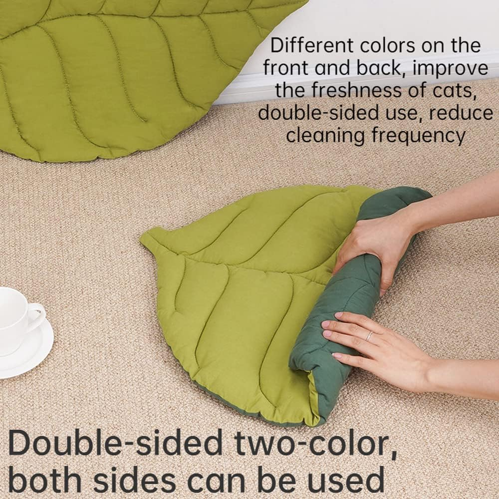 SSDHUA Leaf Shape Cat Nest and Dog Bed - Double-Sided, Warm and Comfortable Floor Mat Cover Pad - Cartoon Cat Bed Indoor Accessories