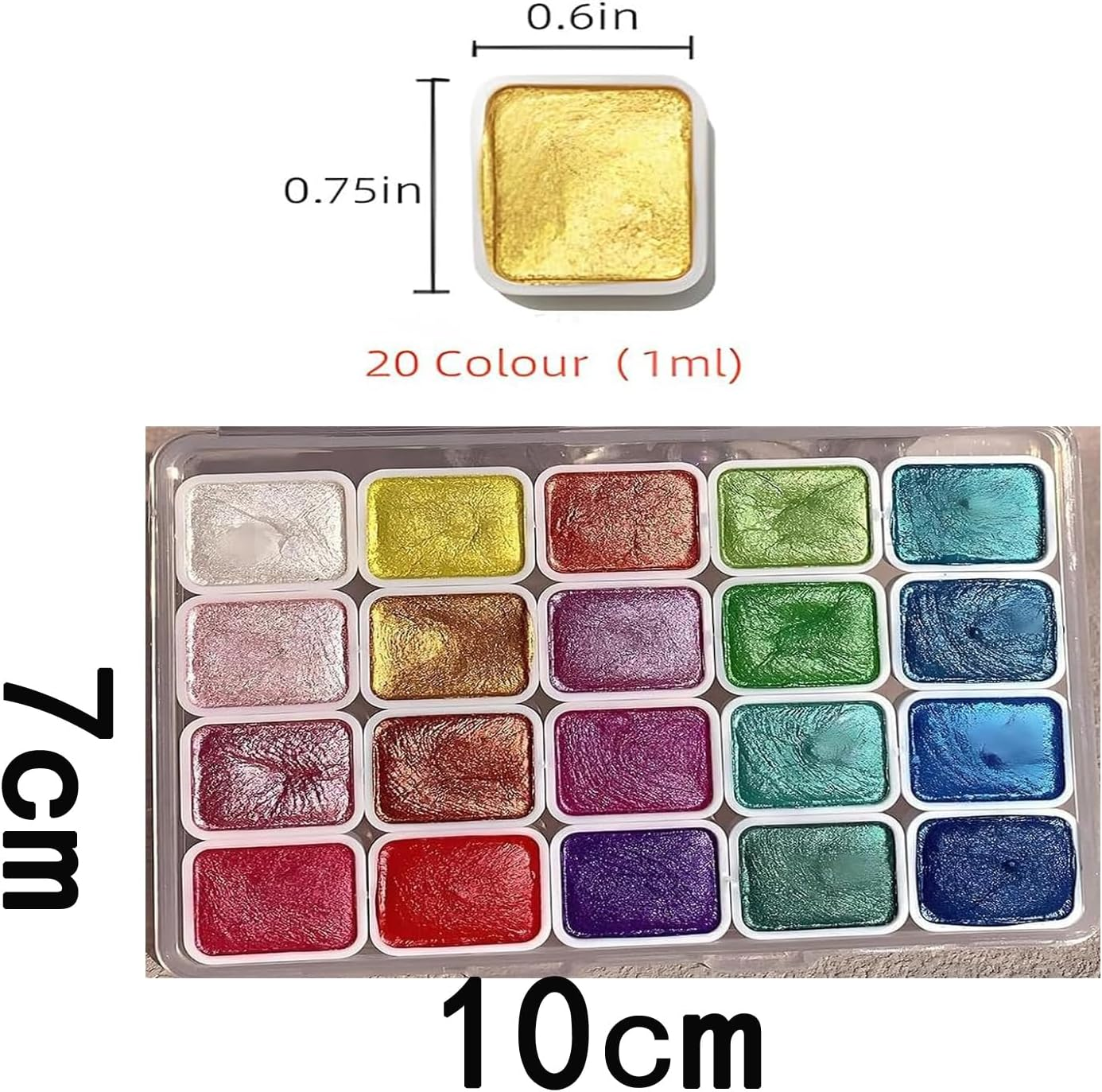 Metallic Glitter Watercolors, 20 Colors Shifting Watercolor Painting Set, Metallic Watercolor Paint, Shimmer Watercolor Paints Set, Shimmer Colourful Painting Kit for Adults Beginners image number 6