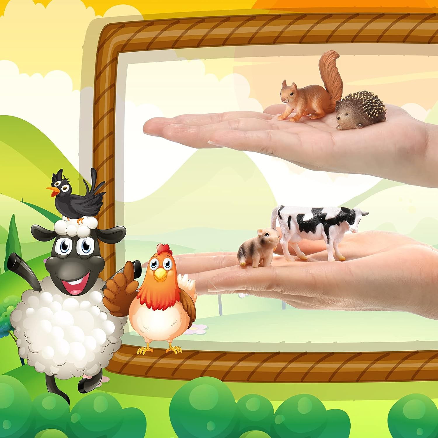 16 Pieces Farm Animal Figures Toys Realistic Jungle Farm Animal Figurines Mini Learning Educational Playset Cake Topper Ornaments for Easter Egg Fillers Birthday Christmas Animal Themed Party Supplies image number 4