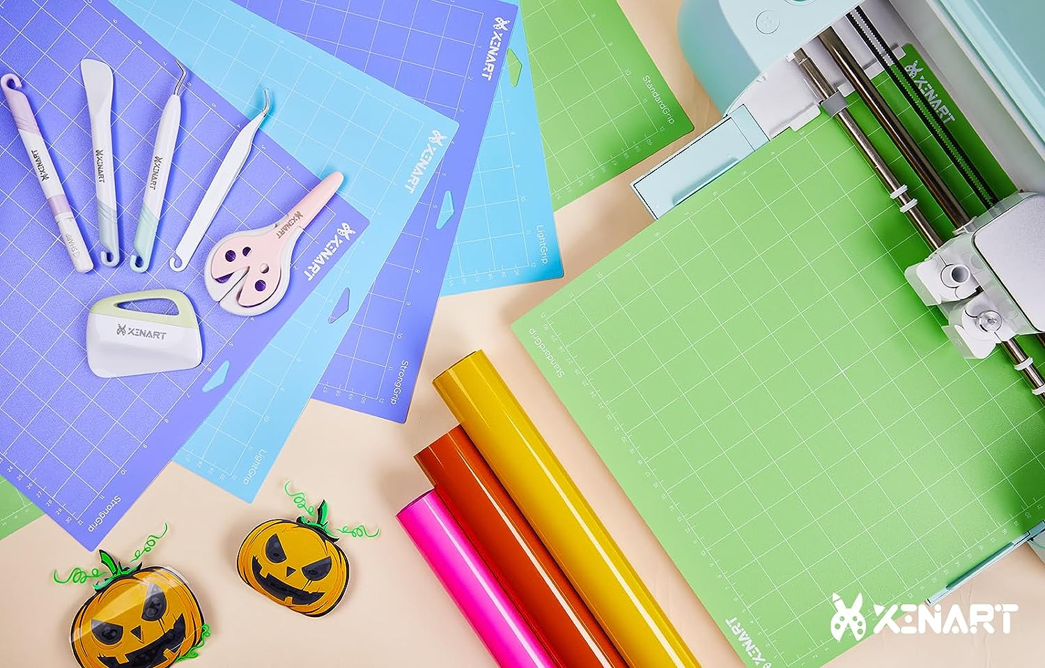 XINART Cutting Mats for Cricut Maker 3/Maker/Explore Air 3/Air 2/One Adhesive 12"X12" Mats Accessories Compatible with Cricut 4 Pack Green image number 3