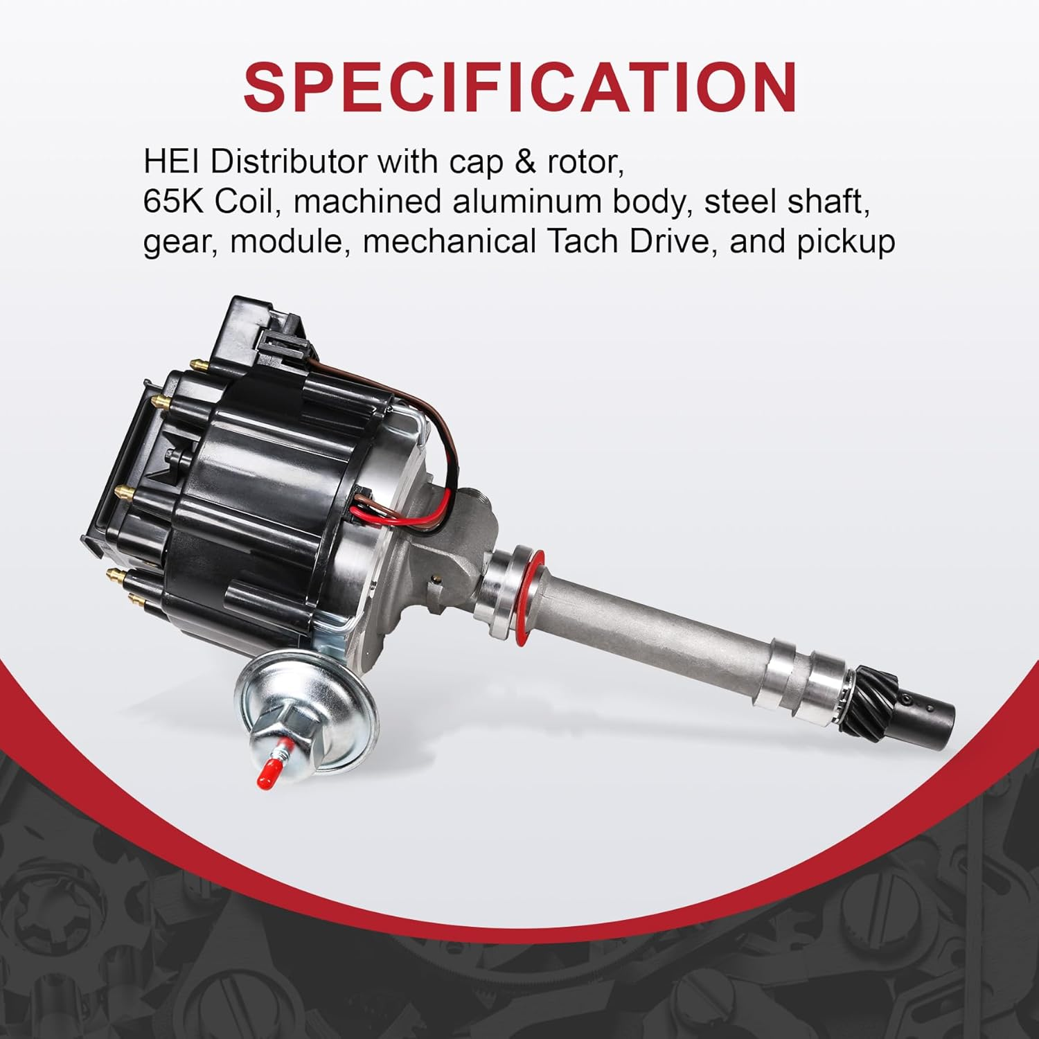 HEI Distributor 6515 65K Coil Replacement for Chevy Corvette Tach Drive 327 350 SBC 1962-1974 Ignition Distributor Black image number 4