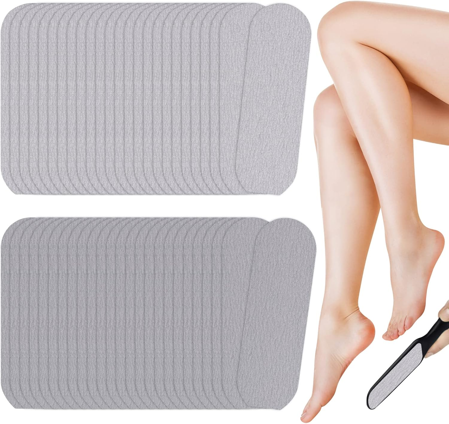 EBANKU 50 PCS Foot Files Reusable Stainless Steel Foot File Callus Remover Professional Abrasive Feet Rasp Foot Refill Pads Pedicure Sandpapers Replacement (Gray) image number 5