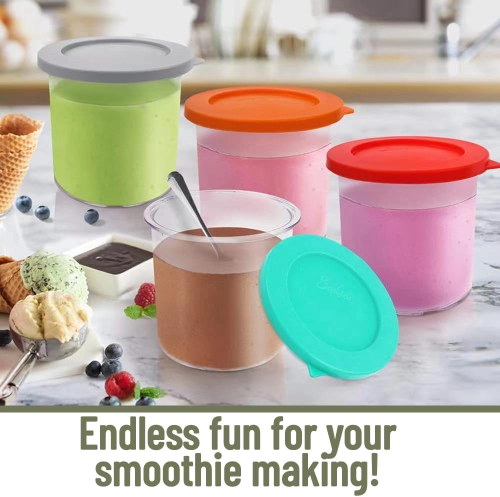 1 Tube Creami Pints and Lids Compatible with Ninja Creami NC300,NC301,CN305A,CN301CO,NC299AMZ Seris,Ice Cream Containers, Extra Cups Replacement (Blue) image number 1