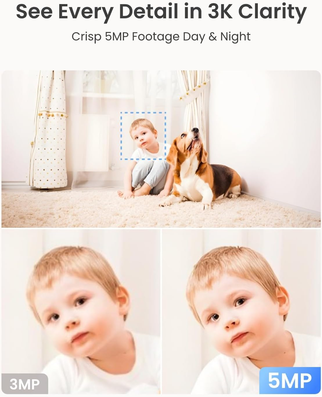 Reolink E1 Pro 3K PT Wi-Fi Indoor Camera for Baby & Pet Monitoring, Auto Tracking, 5MP Night Vision Enhanced by F1.6 Aperture, Person/Pet/Baby Crying Detection, 2.4/5Ghz Wi-Fi, Two-Way Talk image number 2