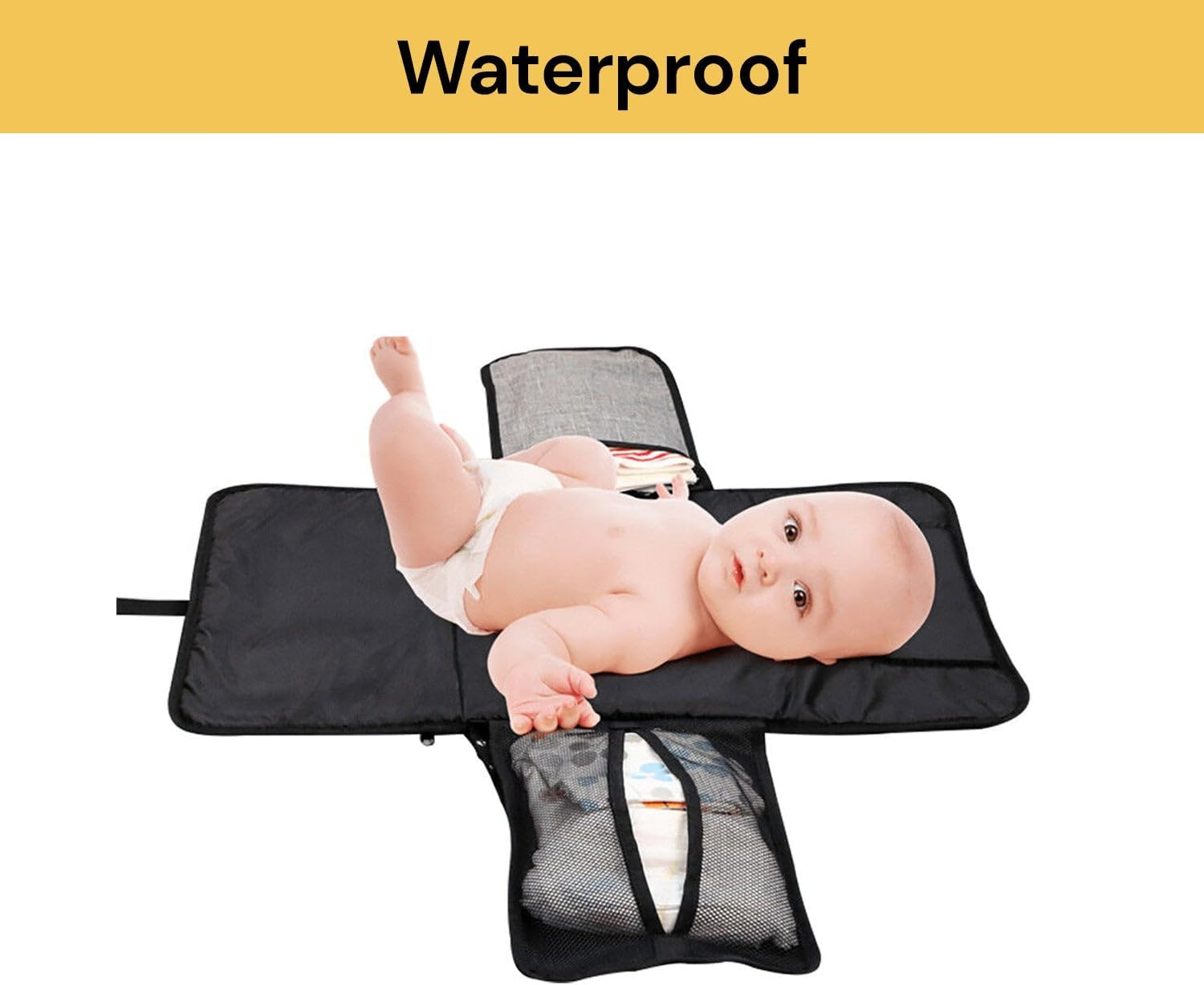 EZONEDEAL Portable Diaper Changing Pad for Baby Mat Travel Changing Mat Diaper Baby Changing Pad Waterproof Foldable Baby Changing Grey for Newborn and Toddlers Home Travel Outside image number 5