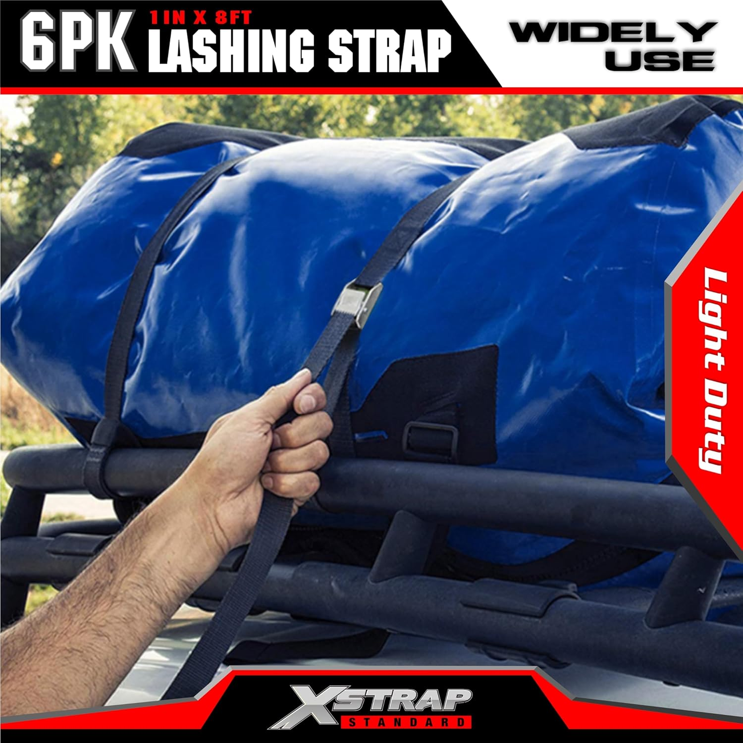 XSTRAP Ratchet Tie down Straps 6PK 8FT 1-Inch, Red