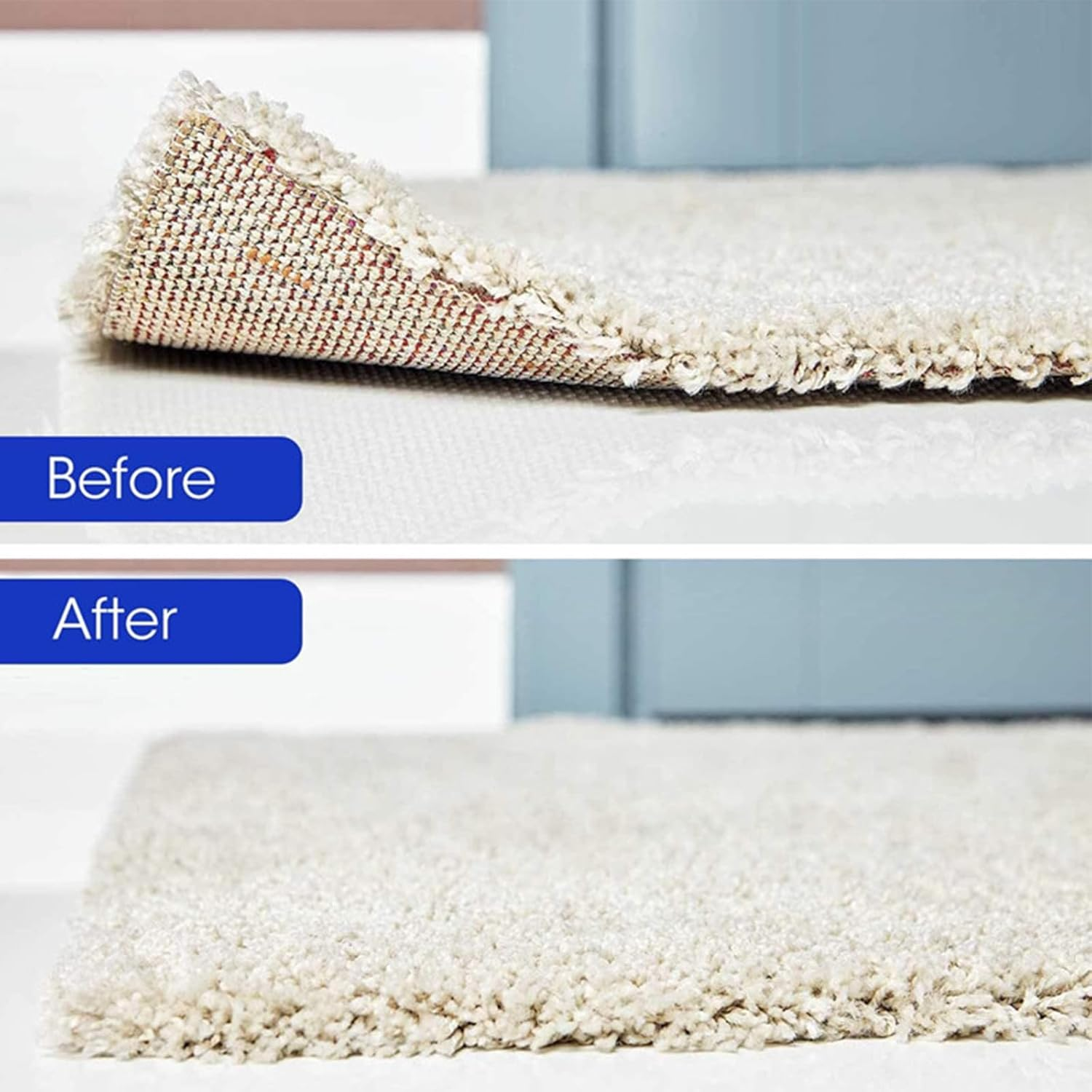 Rug-Grip, 24 Pcs Dual Sided Washable Removable Prevent Curling Corner Carpet Holder, Keep Rug in Place Non Slip Adhesive Rug Tape for Hardwood Floors and Tile image number 3