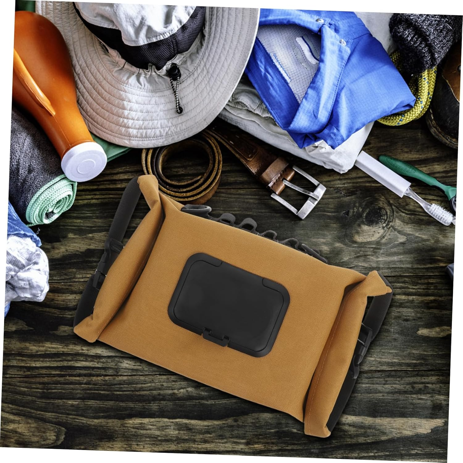 CANIGHT Portable Travel Wipes Container Camping Holder Reusable Wet Bag Tissue Dispenser Box image number 4