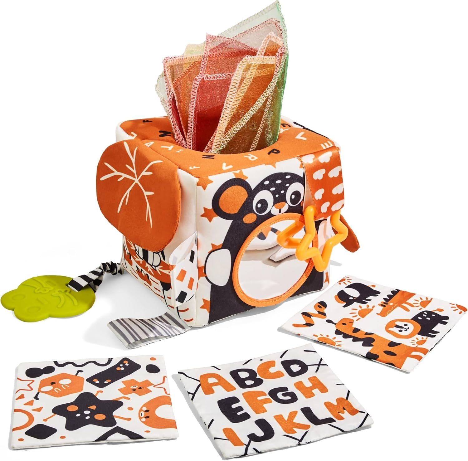 TUMAMA KIDS Montessori Baby Tissue Box with Contrast Designs, Colourful Ribbons and Crinkle Paper for Toddler 0 3 6 9 Months+ image number 6