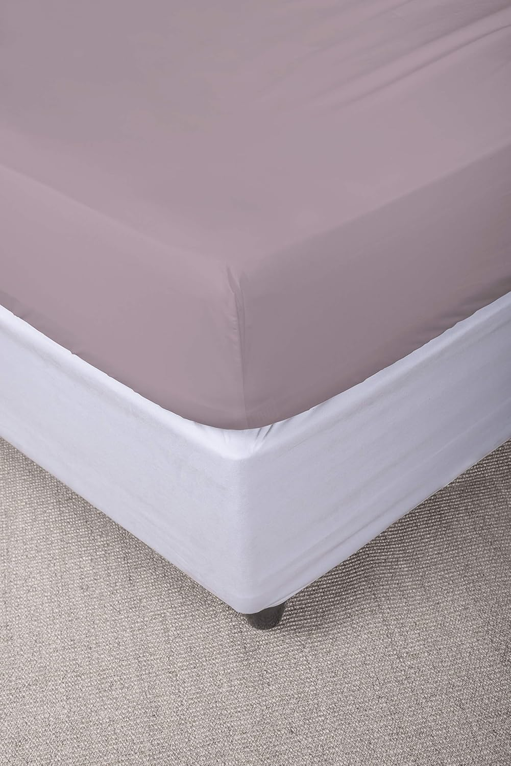 Italian Bed Linen Max Color Sheet with Corners and Elastic Plain 100% Cotton Single 28X14X3 Cm Old Pink image number 1