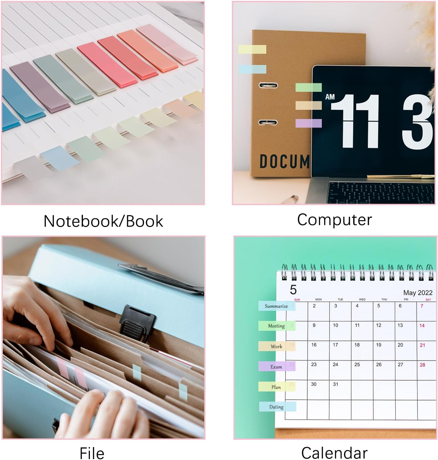 1600 PCS Sticky Index Tabs, Annotation Book Markers Tabs, Tabs for Annotating Books Supplies, Writable Page Notes, Morandi Aesthetic Sticky Tabs for Reading File Classify Page Marking image number 4