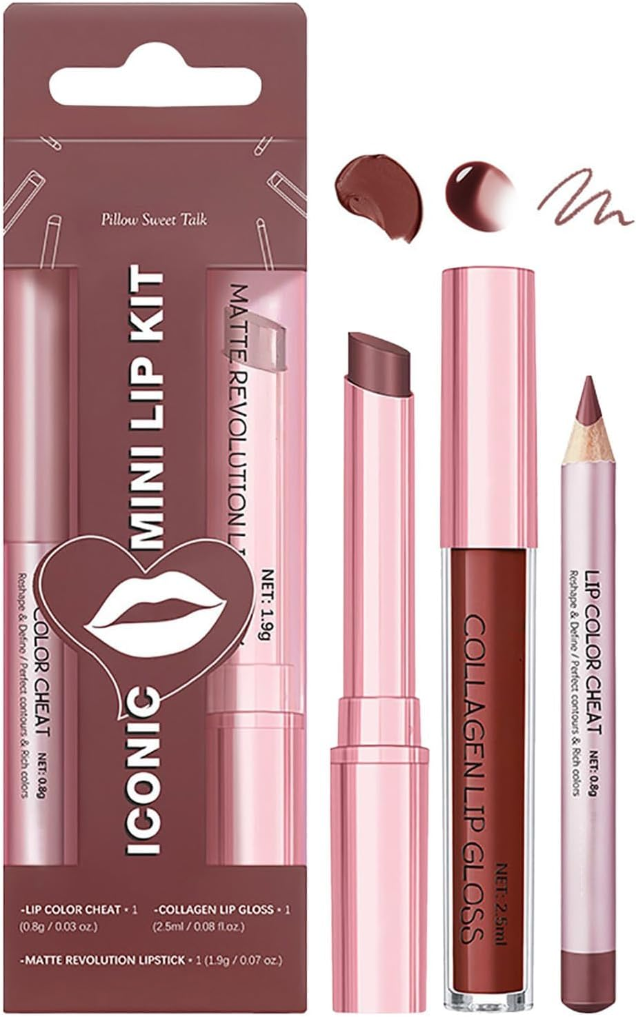 Volume Hack Trio Lip Kit - Lip Liner and Lipstick Combo Set, Long-Lasting, Smudge-Proof, High Pigment Velvet Finish, Hydrating Comfortable Wear (2#)