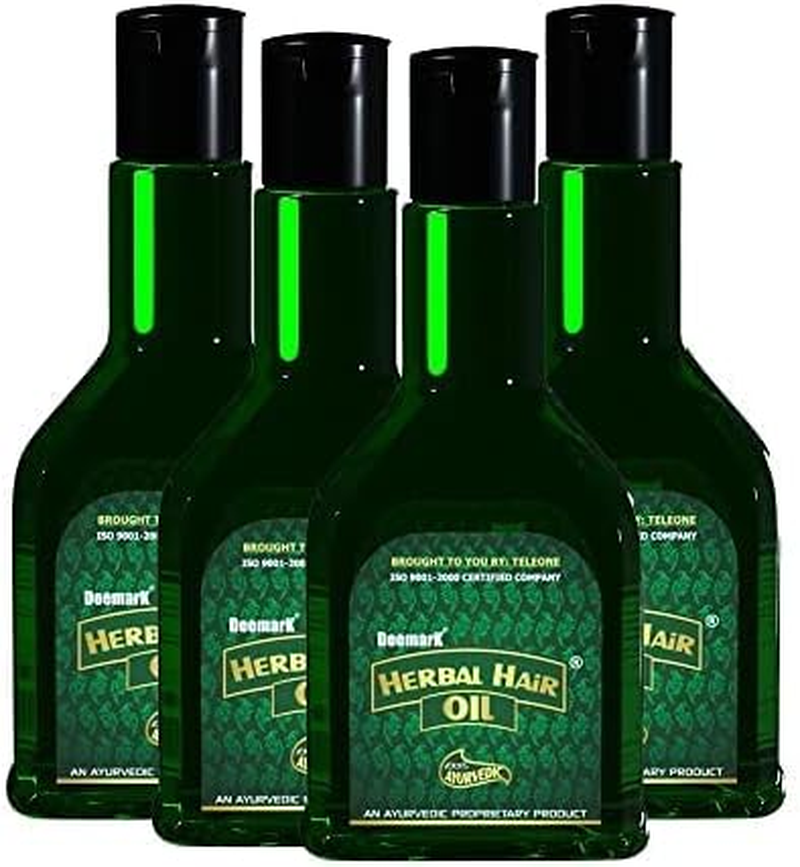 Deemark Herbal Hair Oil Long & Shiny Hair | anti Hair Fall Control | Thick & Long Lasting Soft Hair, (Pack of 4, 120ML) image number 2