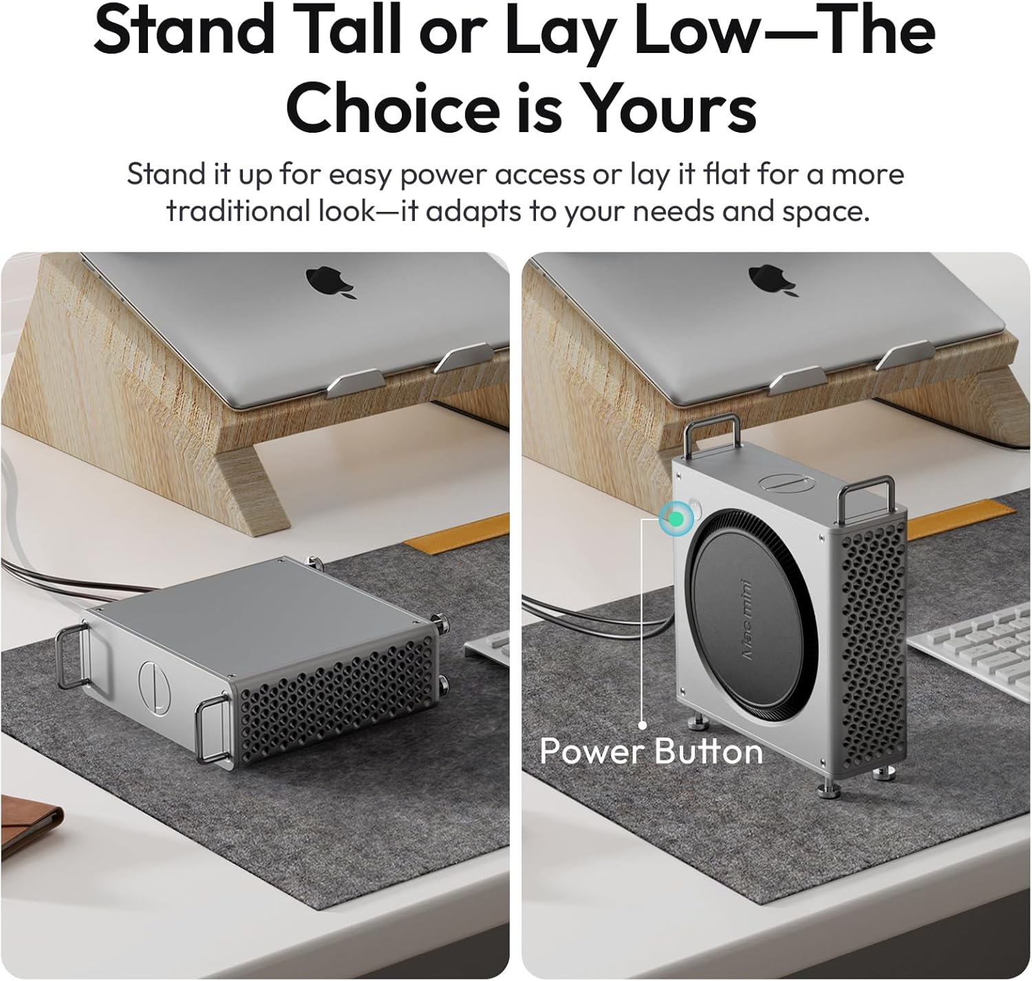 ULANZI QT01 Aluminum Case for 2024 Mac Mini M4/M4 Pro, Small Form Factor Gaming PC Case, Mesh Panel Heat Dissipation Aluminum Mount Rack, Anti-Scratch Shockproof Portable Small Standing Cabinet image number 3