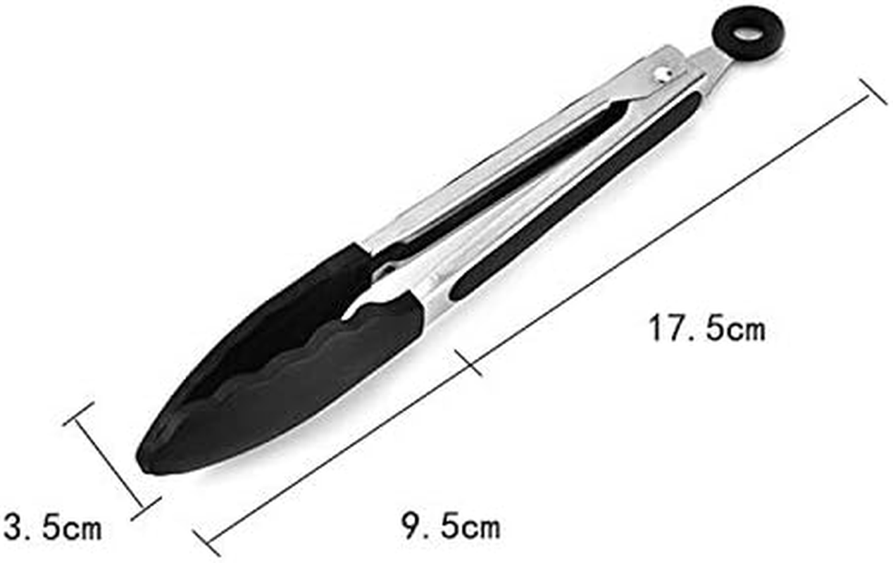 Kitchenware Gadgets 9 Inch Silicone Non-Slip Food Bread Barbecue BBQ Clip Tongs Kitchen Tools(Black) Kitchenware Gadgets (Color : Black) image number 1