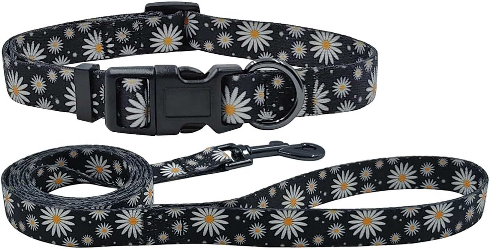 Olahibi Dog Collar Leash Set, Leopard Pattern, Polyester Material, Adjustable Collar and 5Ft Matching Leash, for Small Dogs.(S, Brown Leopard)