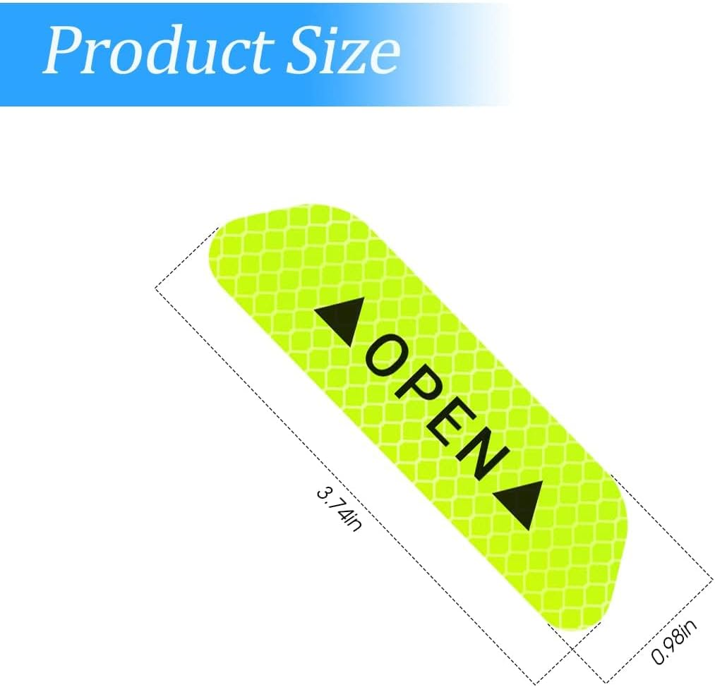 4PCS Reflective Open Warning Stickers for Car Door, Night Visibility Auto Safety Prompt Decals, 3.6 Inch Anti-Collision Protective Strip Tape, Car Accessories Universal for Truck, SUV, Van (Green) image number 3