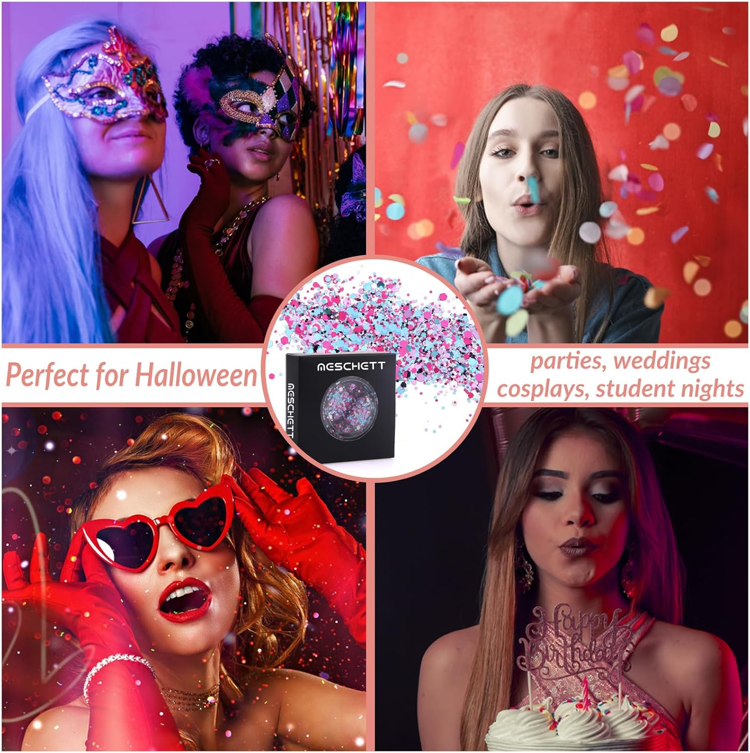 Holographic Body Glitter,Unicorn Chunky Glitter Festival Cosmetic Glitter Sequins for Face Body Hair Eyeshadow Lip Nails Art DIY Crafting image number 5