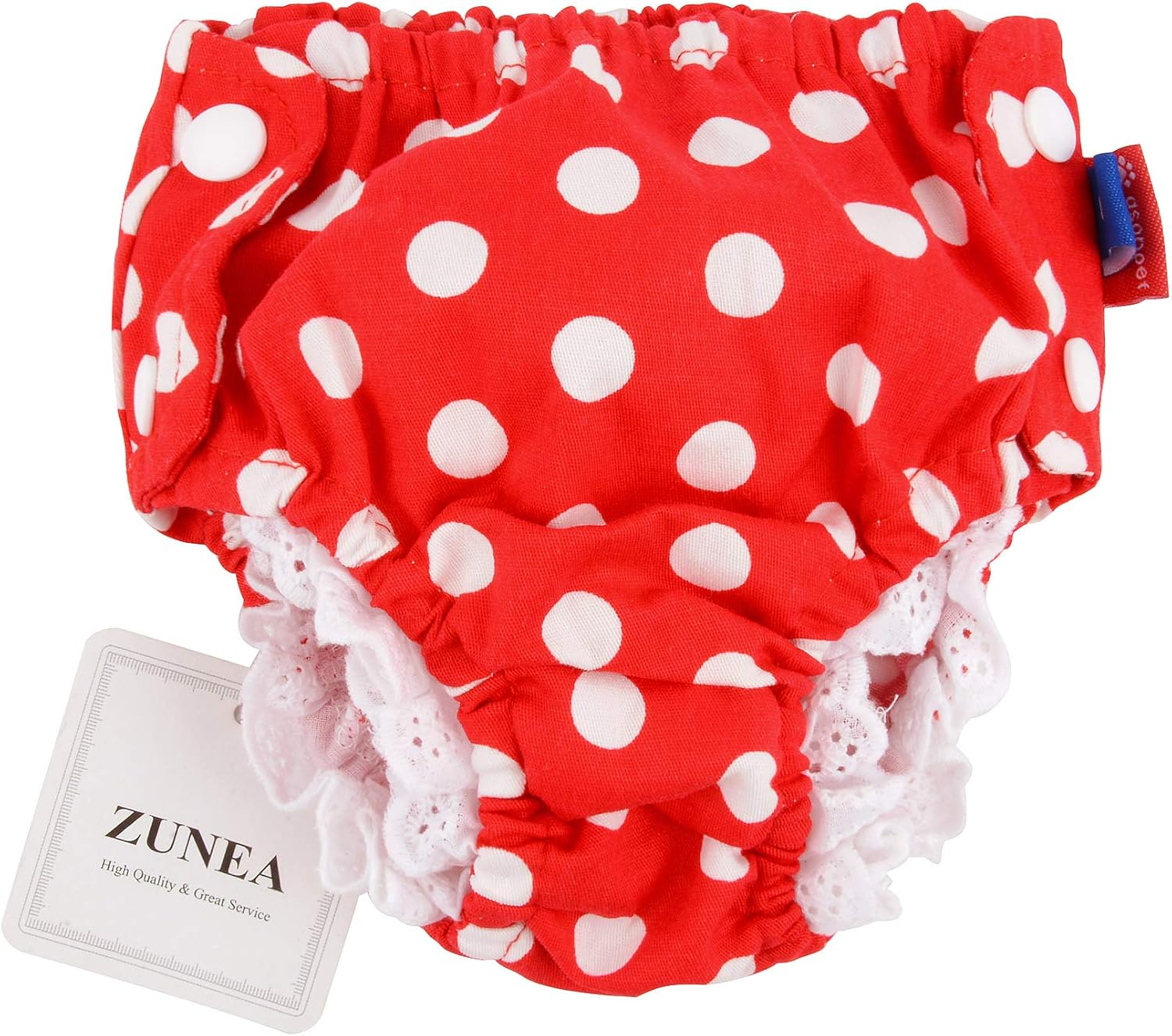 ZUNEA Small Dog Nappies for Female Dogs Reusable Washable Dog Diapers Cute Polka Dot Pet Sanitary Nappies with Adjustable Brace Puppy Physiological Pants Non-Absorbable Nursing Diaper image number 2