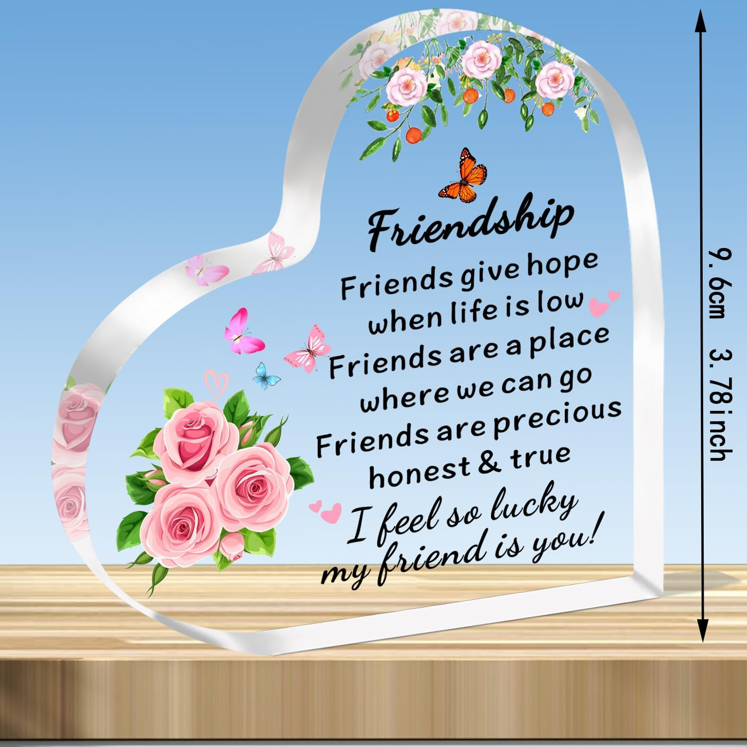 JMIMO Friendship Gifts Inspirational Friendship Acrylic Heart Plaque for Women Bestie Best Friend Birthday Christmas Graduation Gifts Long Distance Relationship Gifts Best Friend Present image number 1