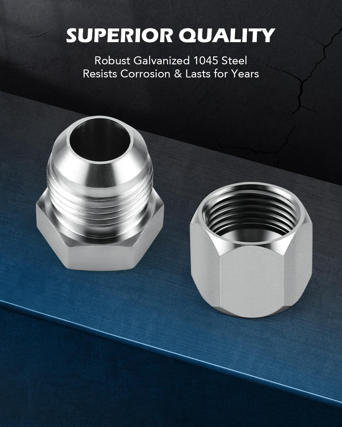 ZELCAN JIC and ORFS Industrial Hydraulic Cap and Plug Hose Tube and Pipe Fitting Kit Cap and Plug Kit with Galvanized 45# Steel and Precision Threading in ORFS and 37&deg; Dash Sizes 4 6 8 10 12 16 image number 6