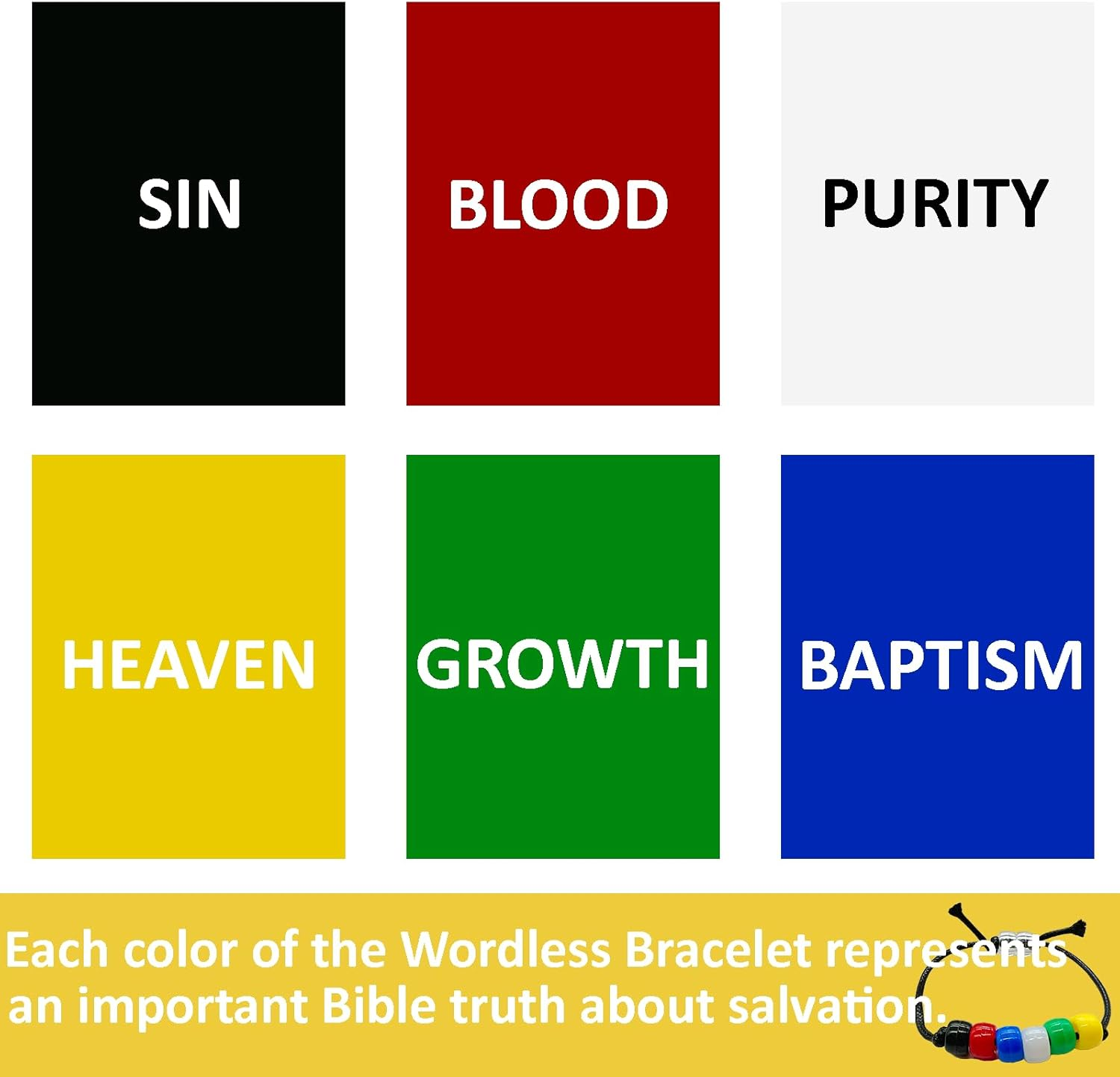 1400 Pcs Plan of Salvation Bracelet Kit Bead Bulk Wordless Faith Bracelet Black White Red Green Yellow Blue Clear Beads with 100 Yards Waxed Cotton Thread Cord Christian Beads for Bracelets image number 4