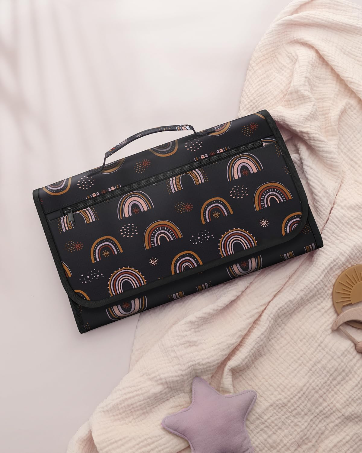 ZONEY Baby Changing Mat, Multipurpose Waterproof Wipeable Diaper Pad, Portable Diaper Changing Pad, Foldable Baby Changing Pads for Bed Protection, Travel Diaper Change Mat for Baby, Newborn Essentials image number 1