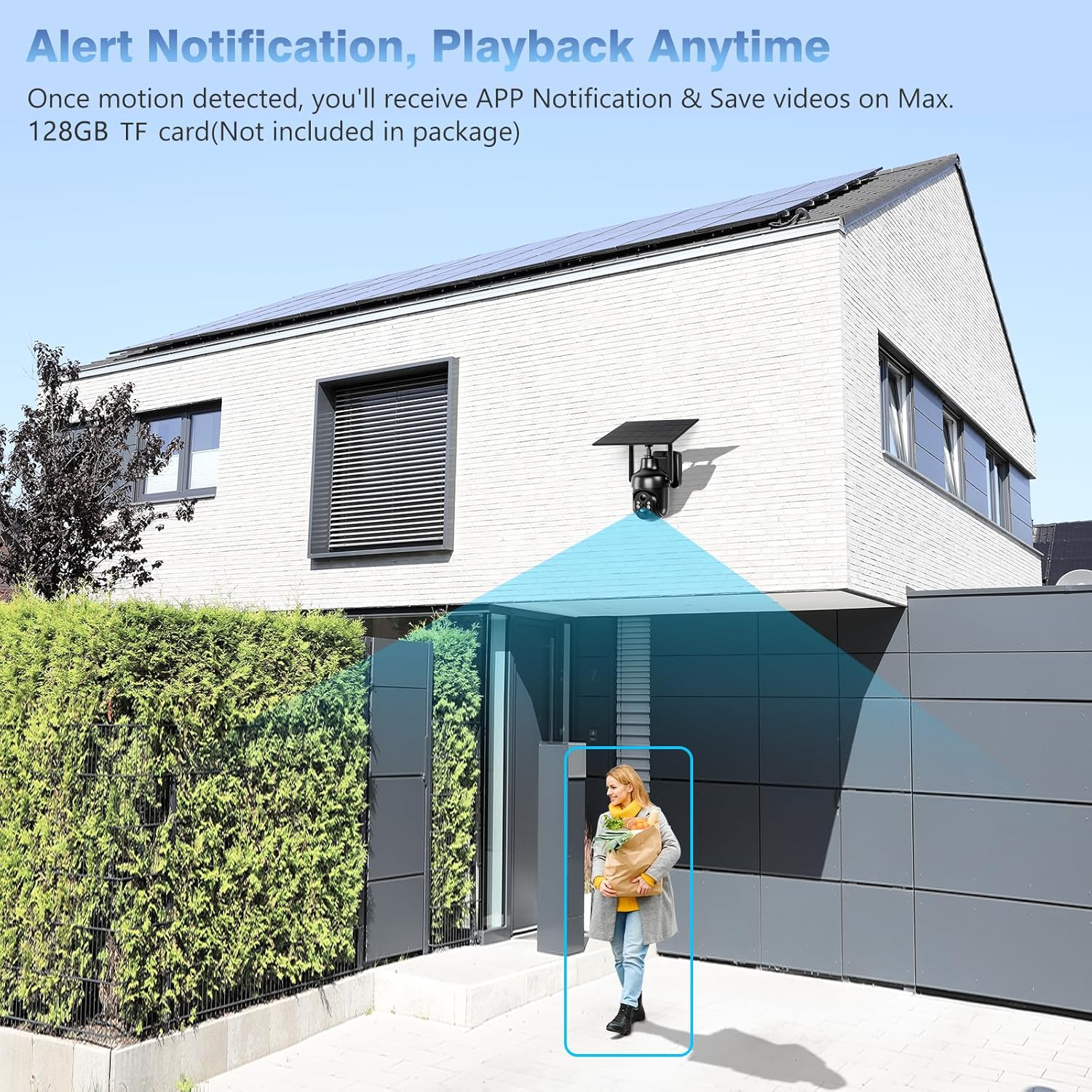 Xega Wifi Solar Security Camera 2 Pack, HD PTZ Wireless Outdoor Camera Surveillance Rechargeable Battery with Solar Panel, IR Night Vision, 2-Way Audio, PIR Motion Detection, IP66 Waterproof, 2.4Ghz image number 6