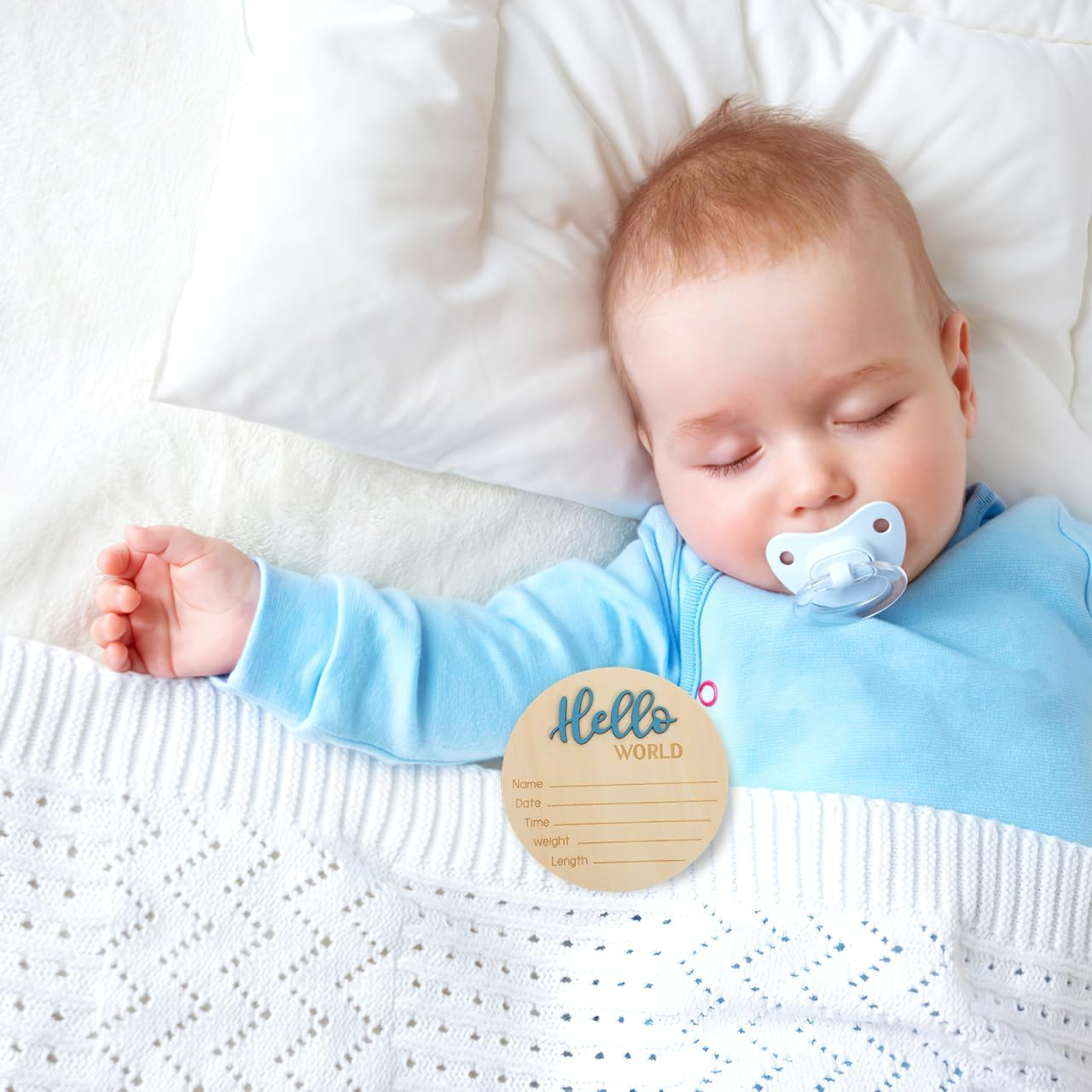 PRETYZOOM Baby Announcement Sign Wooden Newborn Name Signs Birth Announcement Sign Nursery Photo Props Baby Welcome Plaque image number 6