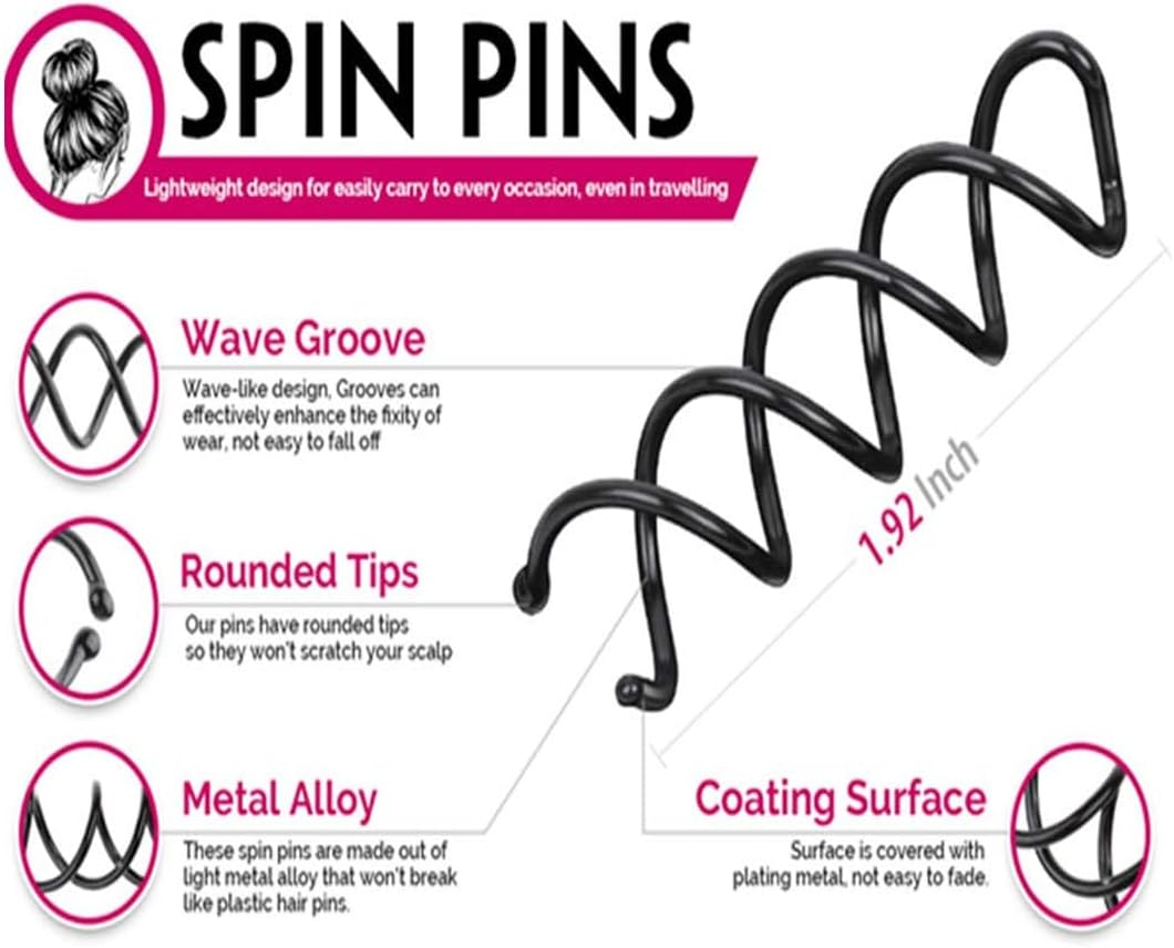 MUNZE Pack of 20 Spiral Hair Clips, Spiral Hair Pins, Hair Accessories, Rotating DIY Hair Pins, Hair Clips for Hair Styling, Suitable for Various Hairstyles (Black), Hair Fork.