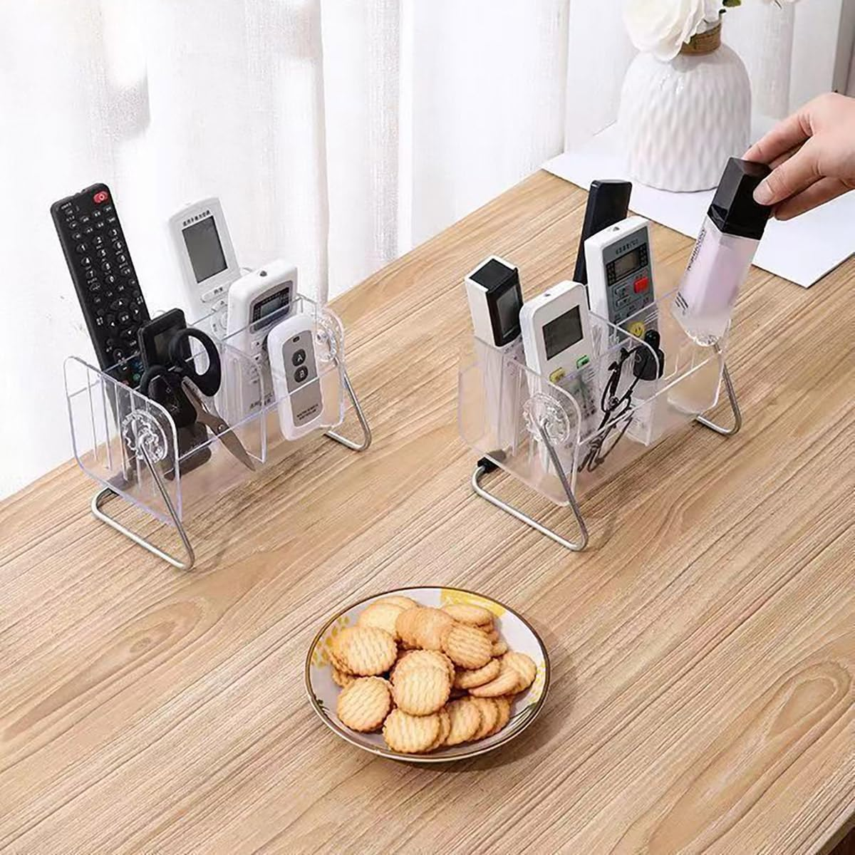 AIMALL Premium Coffee Table Remote Control Storage Box - Glasses & Cosmetics Organizer, Vertical High Color Value, Large Capacity, Adjustable Compartments, Easily Accessible - Multi-Purpose Bedroom St image number 6