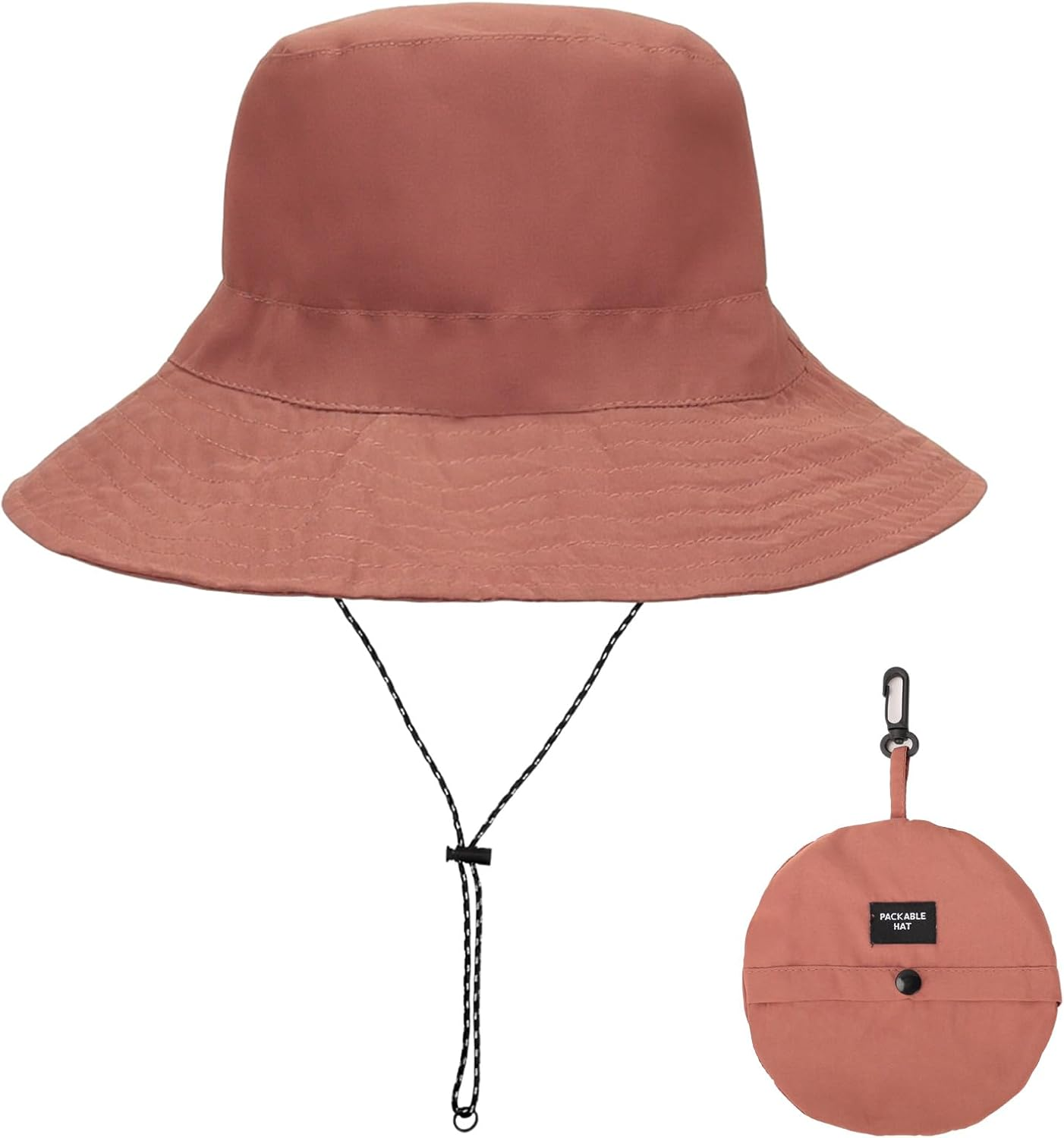 Bucket Hats, Packable Bucket Hat with String, Wide Brim Ring Buckle Sun Hat for UV Protection Women Men Beach Fishing Camping