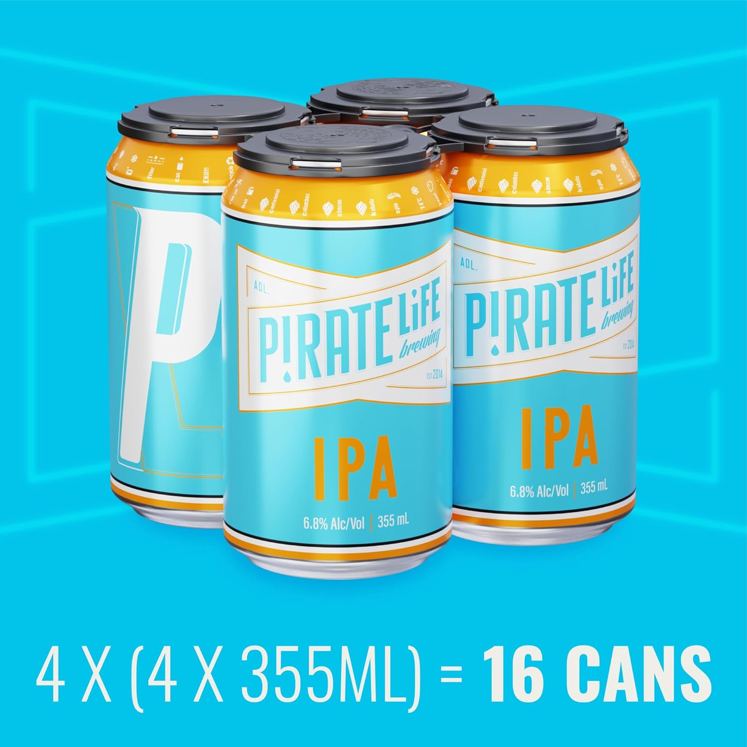 Pirate Life India Pale Ale, Premium Australian IPA, Hoppy & Aromatic Pale Ale Beer, 6.8% ABV, 355Ml (Case of 16 Cans) image number 3