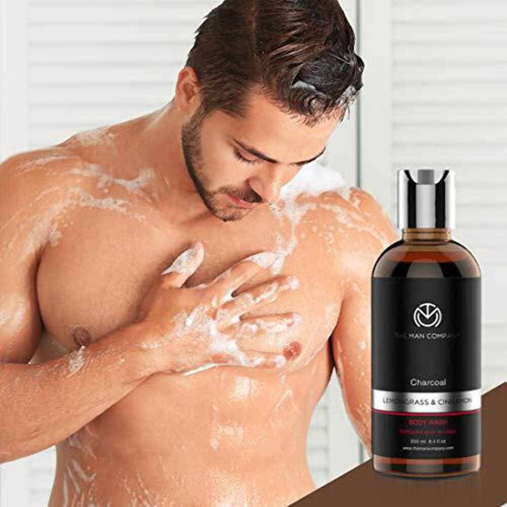 The Man Company Mens Body Wash, Charcoal Body Wash for Acne (8.4 Oz) - Exfoliating Body Wash with Lemongrass & Cinnamon, Shower Gel for Men Sulfate Free Body Wash, Paraben Free Body Wash image number 6