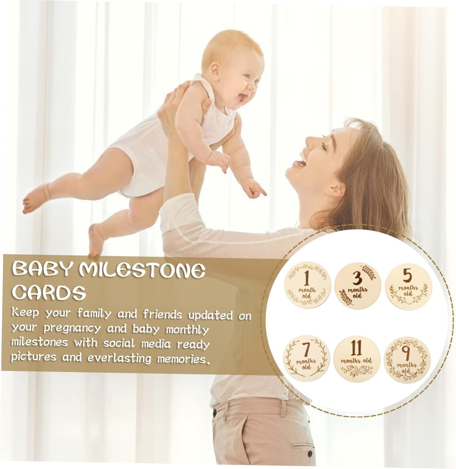 6Pcs Double-Sided Milestone Cards for Boy Girl Growth Milestones Photo Props for Newborn Commemoration image number 1