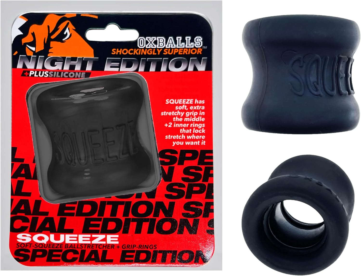 OXBALLS SQUEEZE Ballstretcher Plus+Silicone&trade; Special Edition NIGHT
