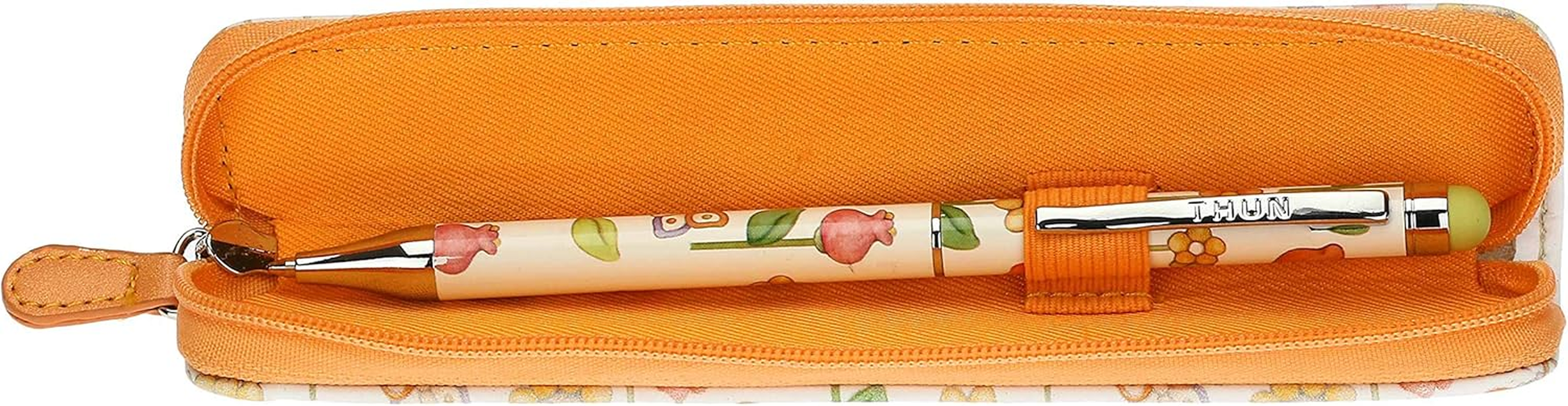 THUN - Country Pencil Case with Ballpoint Pen, Orange, Floral image number 3