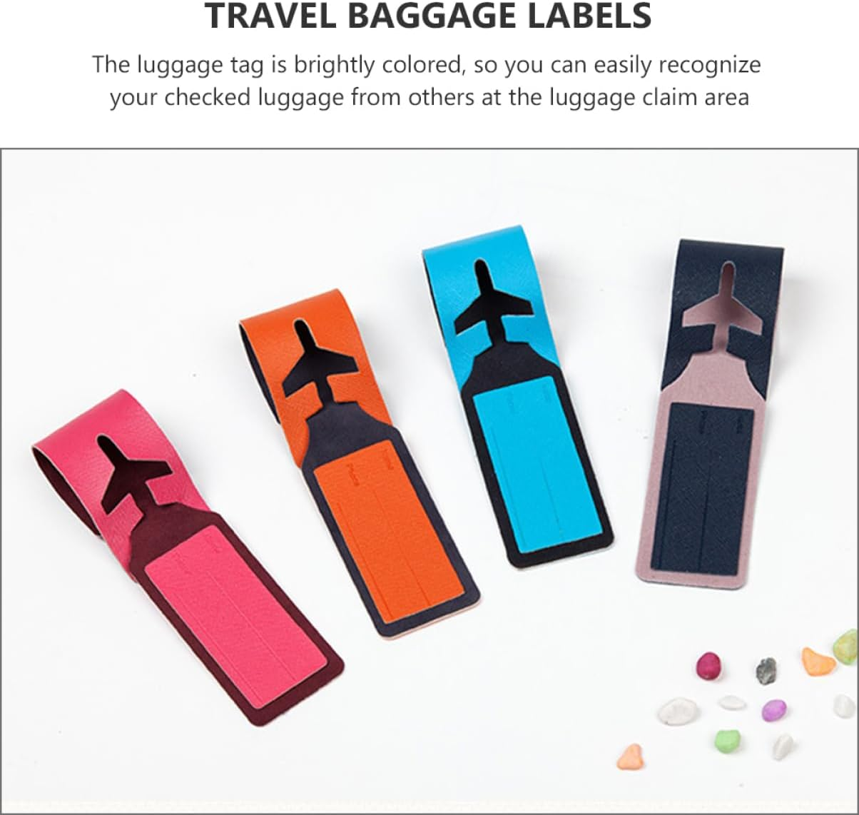 BUTIFULSIC 2Pcs Pu Material Luggage Tags for Travel Baggage Tags Labels for Airplane Random Color image number 4