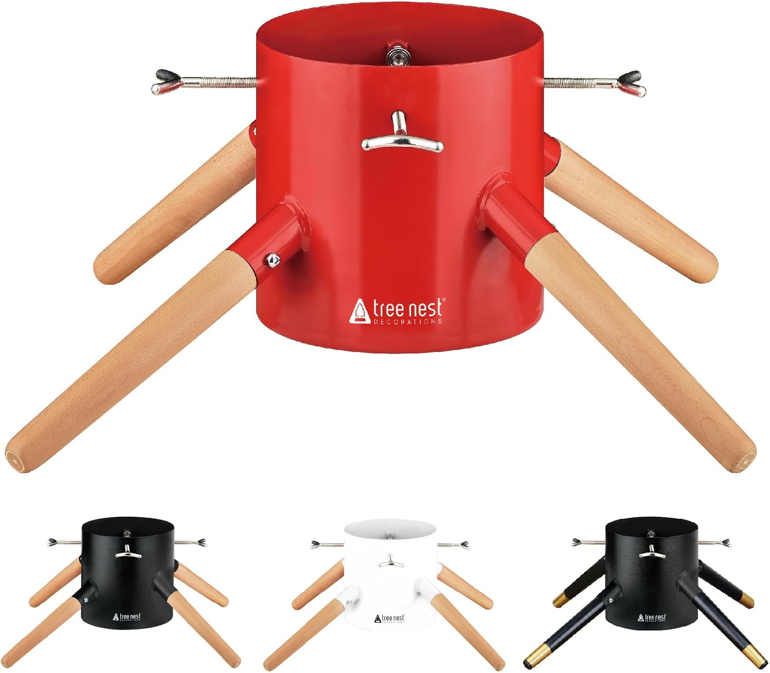 Tree Nest Christmas Tree Stand with Water Tank for Large Trees - Family Christmas Tree Stand for Trees up to 3 M, 5-13 Cm Trunk White