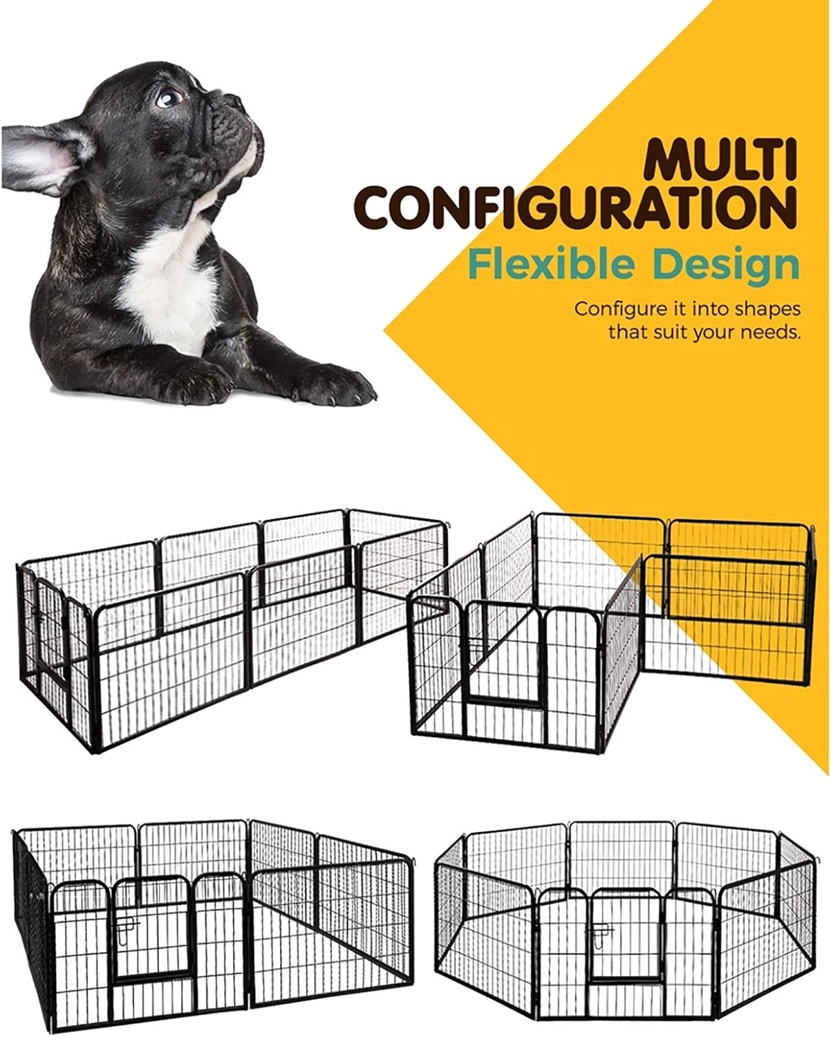 I.Pet 24" Large 8 Panel Pet Dog Playpen Rabbit Play Pen Playpens Fence Cage Cages Puppy Exercise Enclosure Crate Pets Barrier Portable Outdoor Indoor Run Gate Guinea Pig Heavy Panels Kennel - Model 1-61 X 61Cm image number 4
