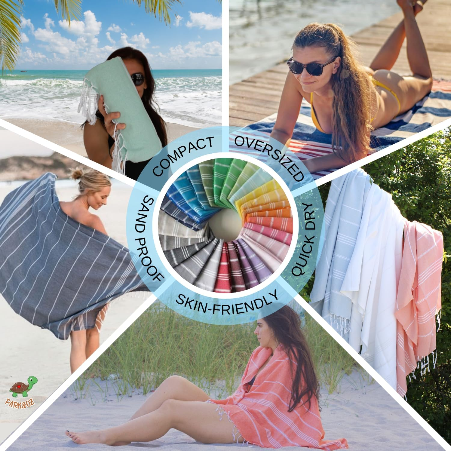 Park & Oz Turkish Peshtemal Beach Towels, 100% Cotton, Toallas Turcas, Lightweight, Fast Drying, Great for Travel, Yoga, Pool, Spa and Bath- Absorbent, Sand Free, Multipurpose Towel (Baby Pink) image number 4