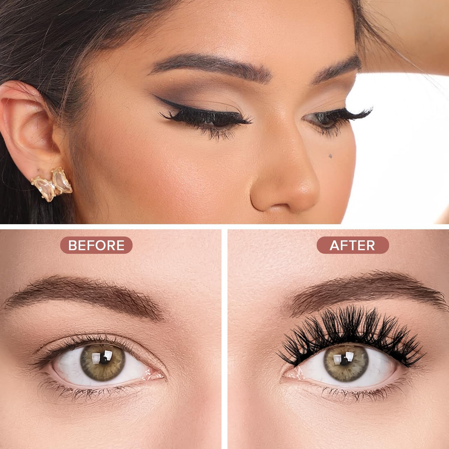 Necomi Magnetic Eyelashes, 3D Natural Look Lashes with Applicator, Reusable Magnetic Eyelashes Kit，2 Pairs False Eyelashes, No Glue Needed, Easy to Wear and Remove image number 3