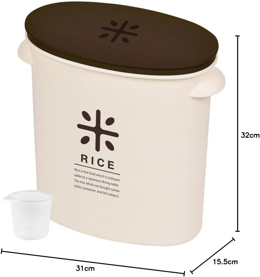 Pearl Metal RICE HB-2168 Rice Bottle, 11.0 Lbs (5 Kg), Brown, Includes Measuring Cup, Rice, Bag Stocks image number 6